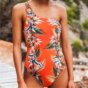 Seafolly One Shoulder Tropical One Piece Swimsuit